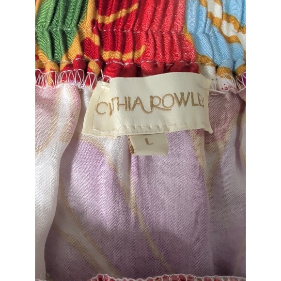 VINTAGE Cynthia Rowley Wrap Skirt Womens L Tropical High Low Ruffle Boho Rare - Picture 7 of 15